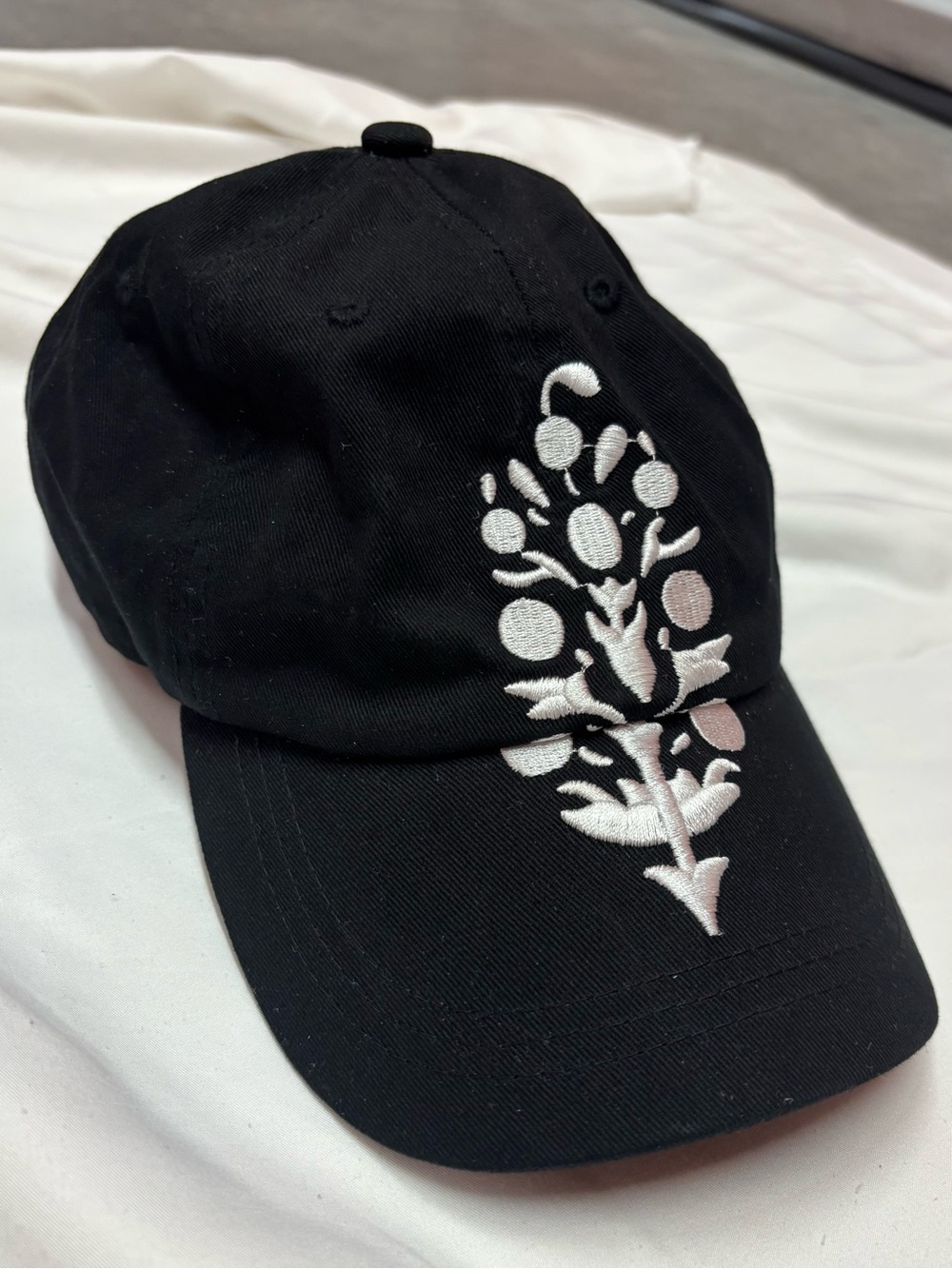 FP Movement by Free People Black Embroidered Floral Baseball Cap